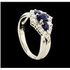 Image 4 : 0.93 ctw Sapphire and Diamond Ring - Platinum