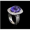 Image 4 : 15.06 ctw Tanzanite and Diamond Ring - 14KT White Gold