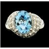 Image 2 : 3.80 ctw Aquamarine and Diamond Ring - Platinum