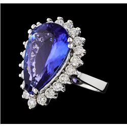 GIA Cert 8.74 ctw Tanzanite and Diamond Ring - 14KT White Gold