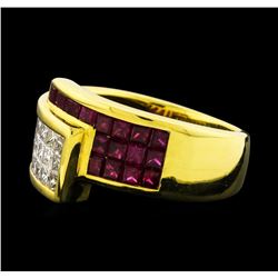 1.20 ctw Diamond and Ruby Ring - 18KT Yellow Gold