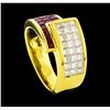 Image 4 : 1.20 ctw Diamond and Ruby Ring - 18KT Yellow Gold