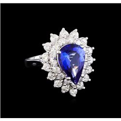 2.83 ctw Tanzanite and Diamond Ring - 14KT White Gold