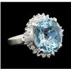 Image 1 : 9.66 ctw Aquamarine and Diamond Ring - Platinum