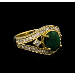 14KT Yellow Gold 1.63 ctw Emerald and Diamond Ring