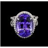 Image 2 : 15.03 ctw Tanzanite and Diamond Ring - 14KT White Gold