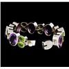 Image 3 : Amethyst and Peridot Bracelet - Silver