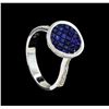 Image 4 : 1.42 ctw Blue Sapphire and Diamond Ring - 14KT White Gold