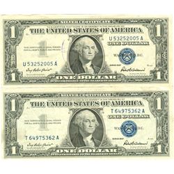 $1 XF/AV Silver Certificate Currency Lot of 2