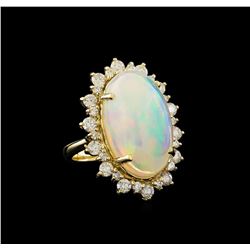 17.70 ctw Opal and Diamond Ring - 14KT Yellow Gold