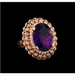 14KT Rose Gold 9.45 ctw Amethyst and Diamond Ring