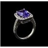 Image 4 : 4.03 ctw Tanzanite and Diamond Ring - 14KT White Gold