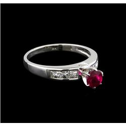 0.75 ctw Pink Tourmaline and Diamond Ring - 14KT White Gold