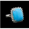 Image 1 : 14KT White Gold 8.79 ctw Turquoise and Diamond Ring