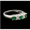 Image 1 : 0.35 ctw Emerald and Diamond Ring - Platinum