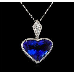 16.74 ctw Tanzanite and Diamond Heart Pendant With Chain - Platinum