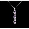 Image 1 : Crayola 6.60 ctw Pink Amethyst and White Sapphire Pendant W/ Chain - .925 Silve