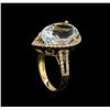 Image 4 : 9.76 ctw Aquamarine and Diamond Ring - 14KT Yellow Gold