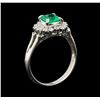 Image 4 : 0.58 ctw Emerald and Diamond Ring - Platinum