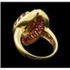 Image 3 : 3.15 ctw Ruby and Diamond Ring - 18KT Yellow Gold