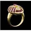 Image 4 : 3.15 ctw Ruby and Diamond Ring - 18KT Yellow Gold