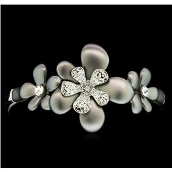 Flower Hand Painted Bracelet - Rhodium Plated