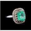 Image 1 : 3.83 ctw Emerald and Diamond Ring - 14KT White Gold