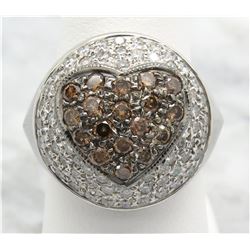 1.50 ctw Chocolate and White Diamond Ring - 14KT White Gold