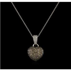 0.83 ctw Light Brown Diamond Heart Pendant With Chain - 14KT White Gold