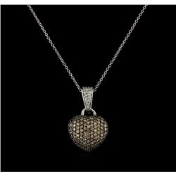 0.83 ctw Light Brown Diamond Heart Pendant With Chain - 14KT White Gold