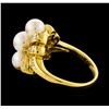 Image 3 : Pearl and Diamond Ring - 18KT Yellow Gold