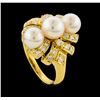 Image 4 : Pearl and Diamond Ring - 18KT Yellow Gold