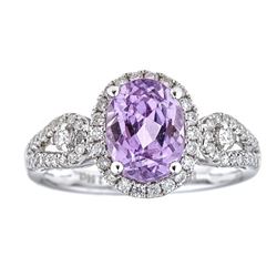 2.56 ctw Kunzite and Diamond Ring - 14KT White Gold