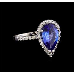 2.52 ctw Tanzanite and Diamond Ring - 14KT White Gold