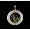 Image 1 : 0.40 ctw Jadeite and Ruby Pendant - 14KT Yellow Gold