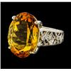 Image 1 : 13.90 ctw Citrine and Diamond Ring - Platinum