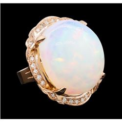 34.43 ctw Opal and Diamond Ring - 14KT Rose Gold