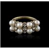 Image 2 : 14KT Yellow Gold Pearl and Diamond Ring