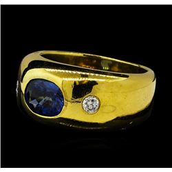 1.65 ctw Sapphire and Diamond Ring - 18KT Yellow Gold