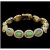 Image 1 : 16.20 ctw Opal and Diamond Bracelet - 14KT Yellow Gold