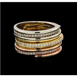 14KT Tri Color Gold 0.50 ctw Diamond Stacked Ring