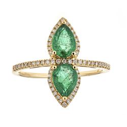 1.13 ctw Emerald and Diamond Ring - 18KT Yellow Gold