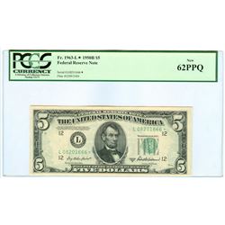 1950B PCGS CN 62PPQ $5 Federal Reserve Star Bank Note