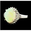 Image 1 : 3.56 ctw Opal and Diamond Ring - Platinum