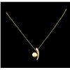 Image 1 : Pearl and Diamond Pendant With Chain - 14KT Yellow Gold