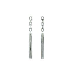 Link and Chain Tassel Post Earrings - Rhodium Plated