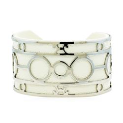 Triple Circle Design Cuff Bracelet - Metal and Leather