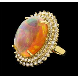 23.36 ctw Opal and Diamond Ring - 14KT Yellow Gold