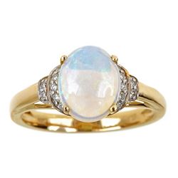 1.65 ctw Opal and Diamond Ring - 14KT Yellow Gold