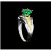 Image 4 : 1.32 ctw Emerald and Diamond Ring - 18KT Two-Tone Gold